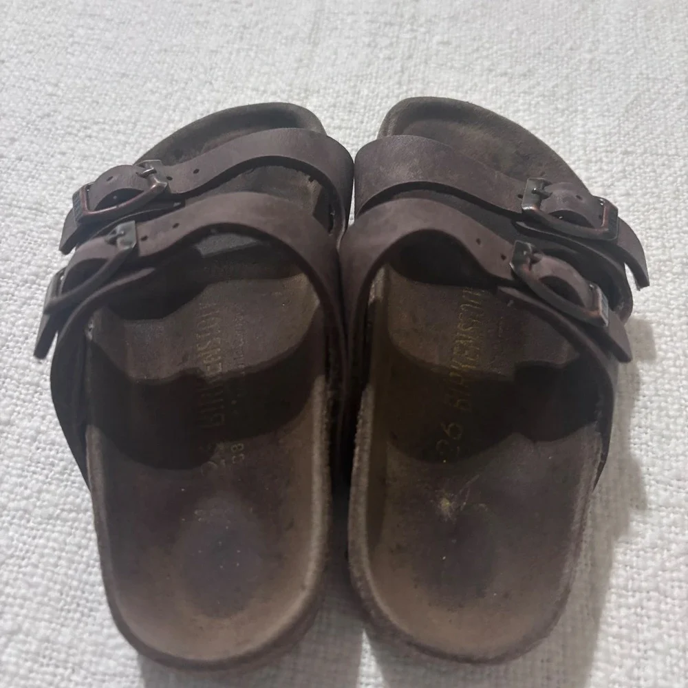 Birkenstock Arizona Kids Dark Brown Two Strap Buckle Sandals Size 26 EU 9-9.5 US
